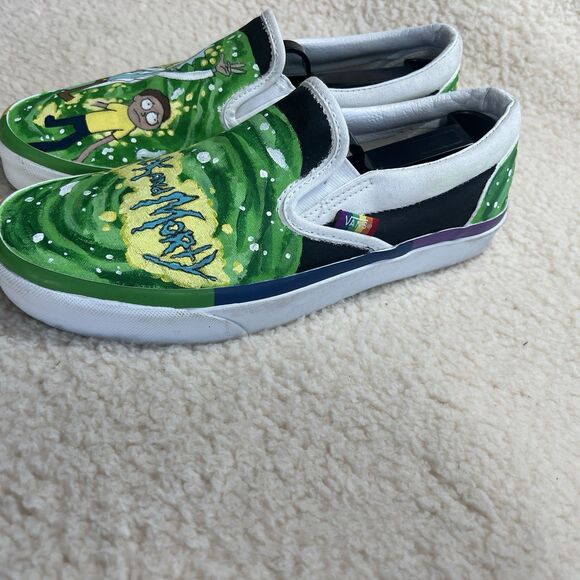 NWOB VANS Authentic Hand Painted Rick & Morty Low Top Sneakers Mens 7.5/Womens 9